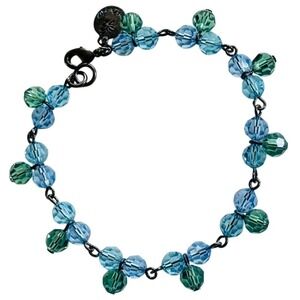 VTG Sarah Coventry signed Bracelet Crystal beaded blue green Dangle‎ Designer